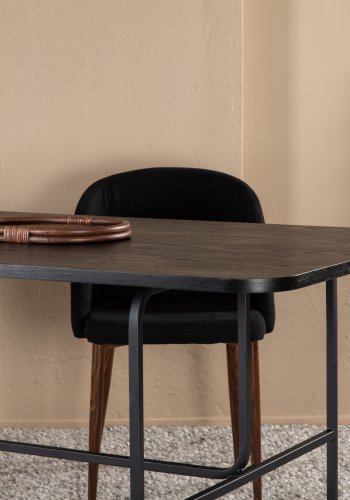 VENTURE DESIGN Uno spisebord, rektangulr - sort finér og sort stl (200x90)