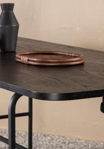 VENTURE DESIGN Uno spisebord, rektangulr - sort finér og sort stl (200x90)