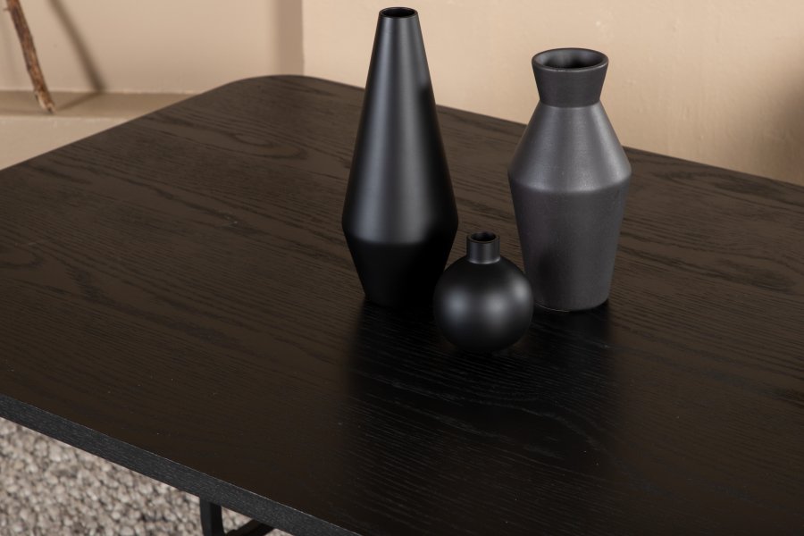 VENTURE DESIGN Uno spisebord, rektangulr - sort finér og sort stl (200x90)