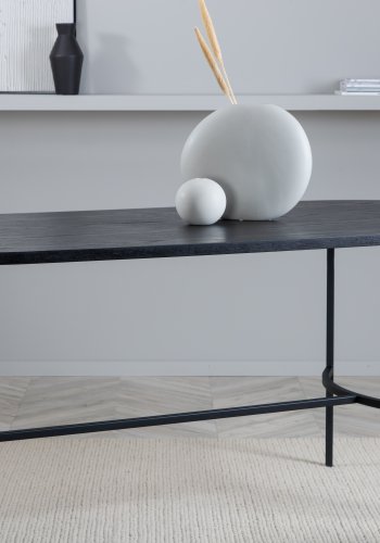 VENTURE DESIGN Skate spisebord, oval - sort finér og sort stl (200x90)