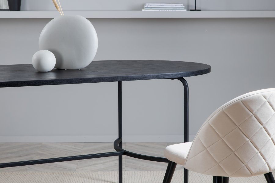 VENTURE DESIGN Skate spisebord, oval - sort finér og sort stl (200x90)