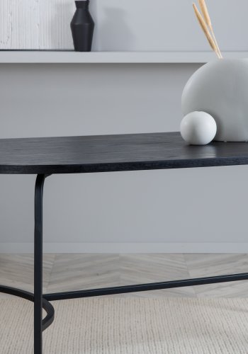 VENTURE DESIGN Skate spisebord, oval - sort finér og sort stl (200x90)