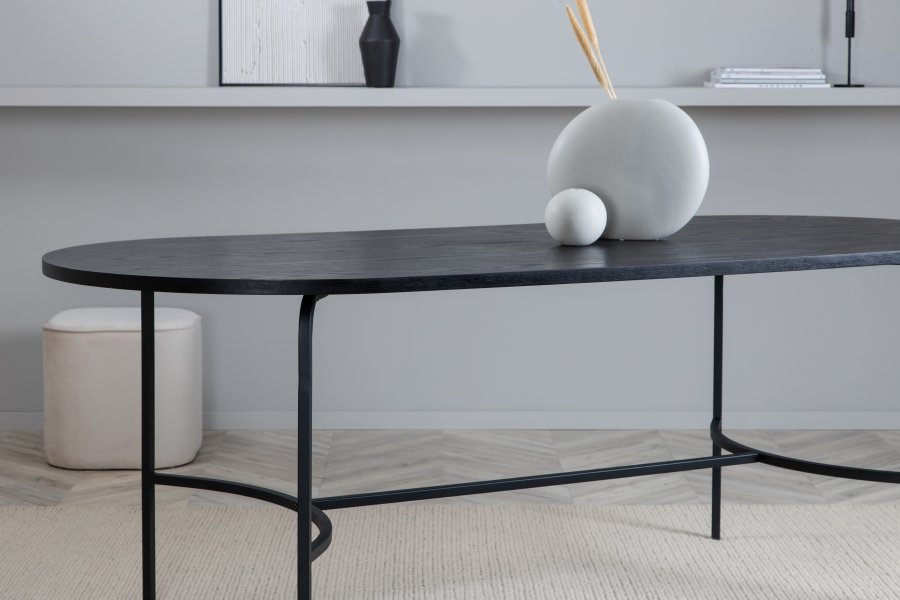 VENTURE DESIGN Skate spisebord, oval - sort finér og sort stl (200x90)