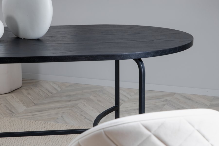 VENTURE DESIGN Skate spisebord, oval - sort finér og sort stl (200x90)