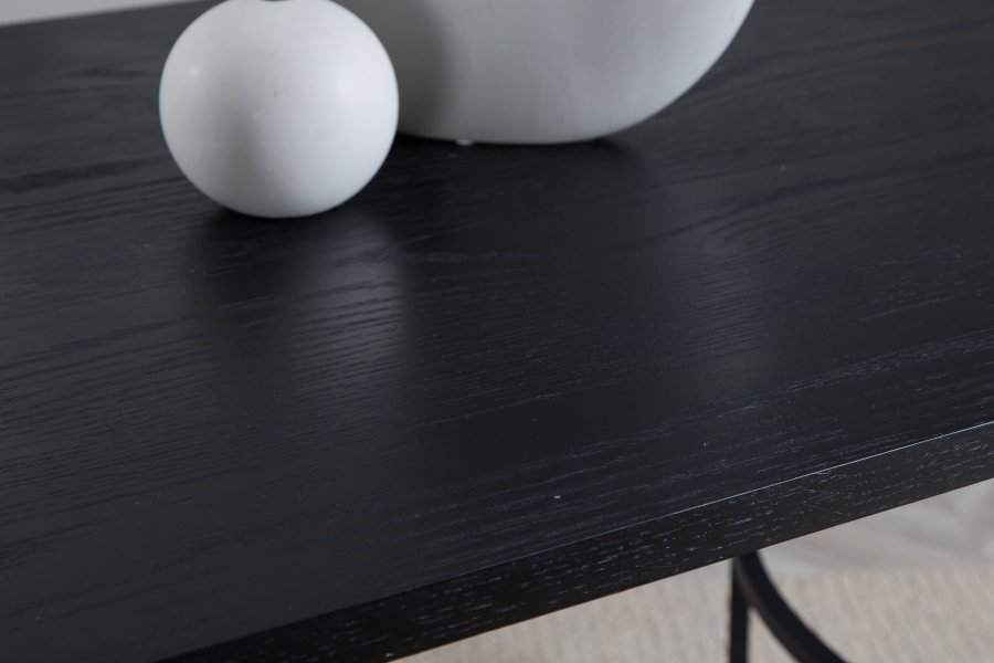 VENTURE DESIGN Skate spisebord, oval - sort finér og sort stl (200x90)