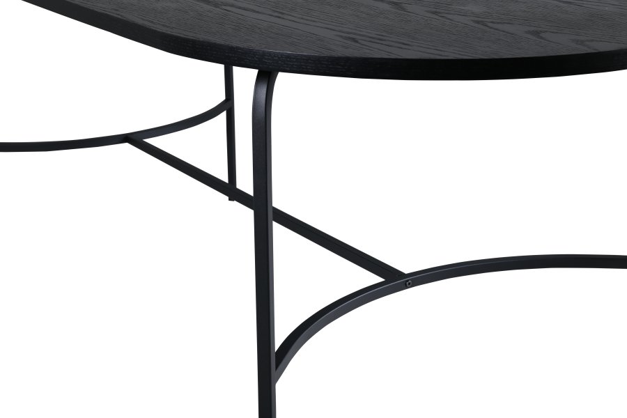 VENTURE DESIGN Skate spisebord, oval - sort finér og sort stl (200x90)