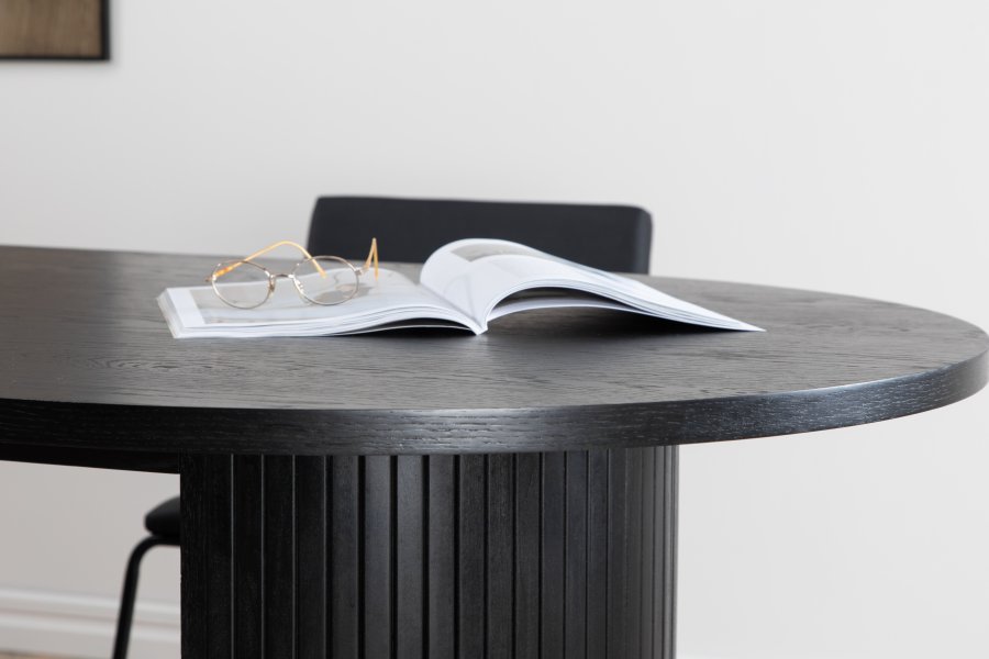 VENTURE DESIGN Bianca spisebord, oval - sort finér (200x90)