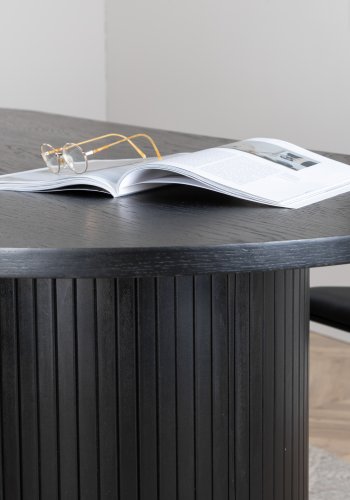 VENTURE DESIGN Bianca spisebord, oval - sort finér (200x90)