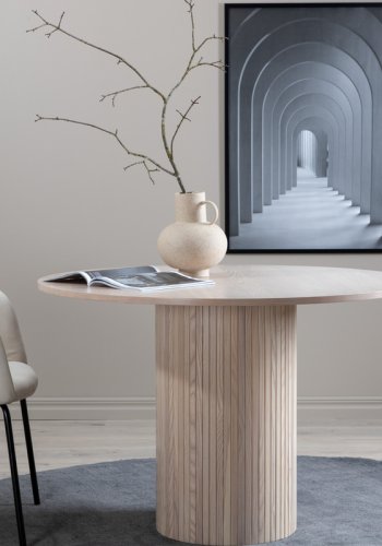 VENTURE DESIGN Bianca spisebord, rund - hvidkalket finér (110)