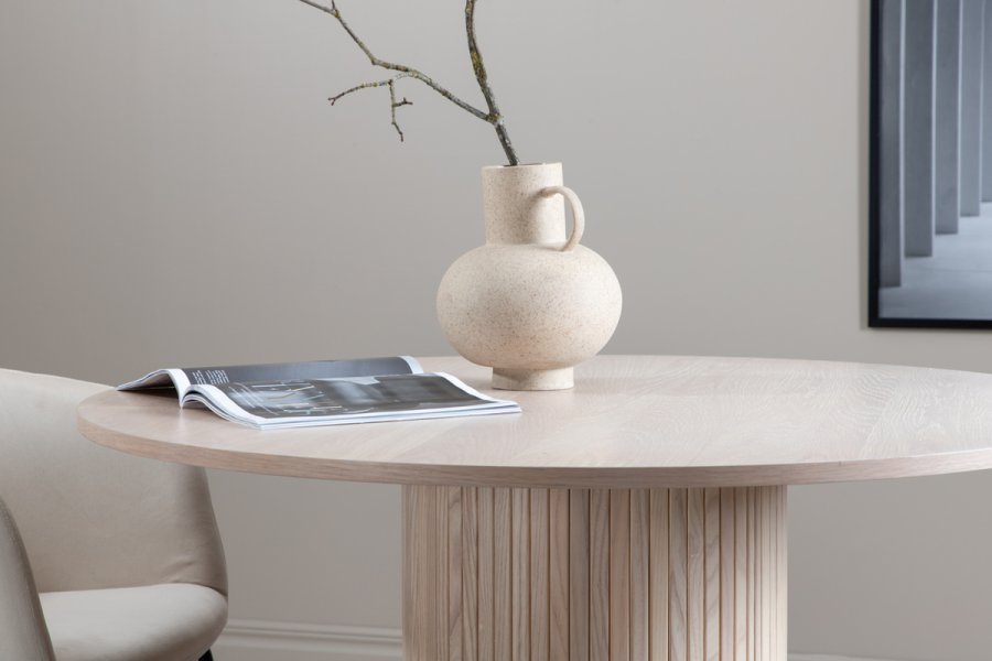 VENTURE DESIGN Bianca spisebord, rund - hvidkalket finér (110)