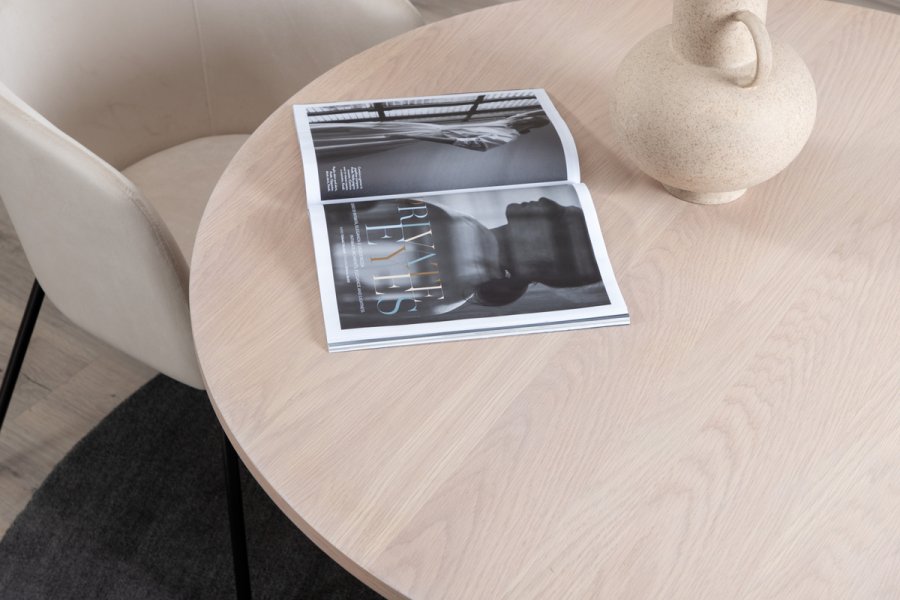 VENTURE DESIGN Bianca spisebord, rund - hvidkalket finér (110)