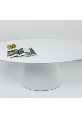 KARE DESIGN Extension Benvenuto ovalt spisebord - hvid hjglans tr, m. butterflyplade (200(50)x110)