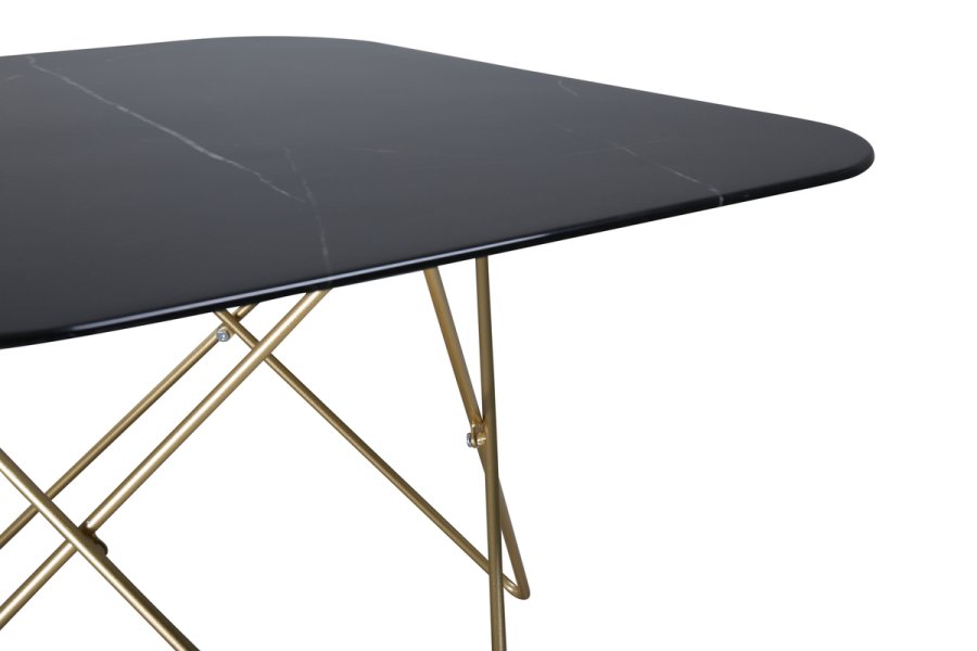 VENTURE DESIGN Tristar sofabord, kvadratisk - sort marmoreret glas og messing stl (80x80)