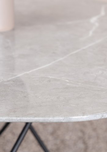 VENTURE DESIGN Tristar sofabord, kvadratisk - gr marmoreret glas og sort stl (80x80)