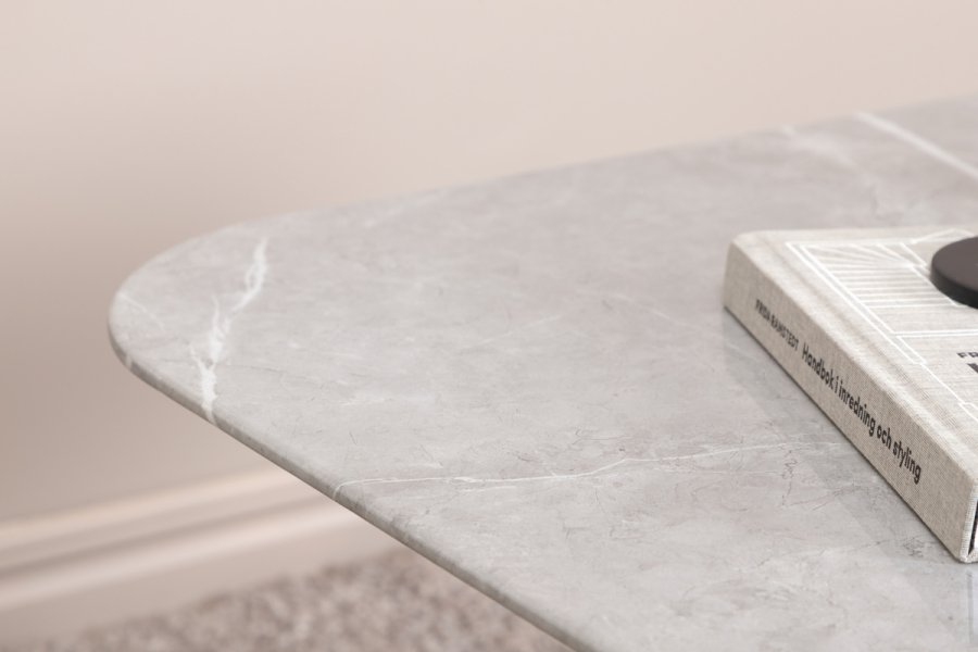 VENTURE DESIGN Tristar sofabord, kvadratisk - gr marmoreret glas og sort stl (80x80)