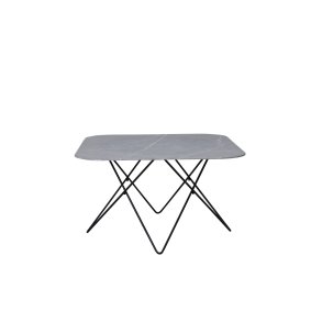 VENTURE DESIGN Tristar sofabord, kvadratisk - gr marmoreret glas og sort stl (80x80)