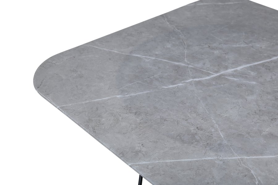 VENTURE DESIGN Tristar sofabord, kvadratisk - gr marmoreret glas og sort stl (80x80)