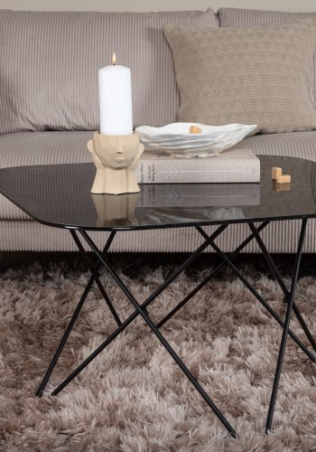 VENTURE DESIGN Tristar sofabord, kvadratisk - sort marmoreret glas og sort stl (80x80)