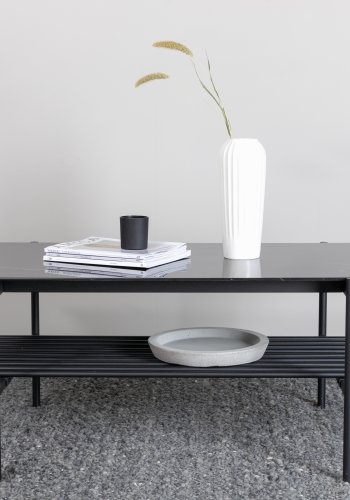 VENTURE DESIGN Von Staf sofabord, m. hylde - sort marmorglas og sort stl (120x60)