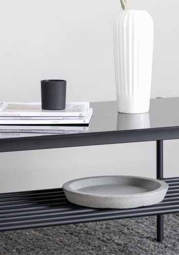 VENTURE DESIGN Von Staf sofabord, m. hylde - sort marmorglas og sort stl (120x60)