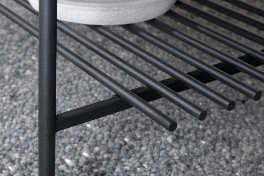 VENTURE DESIGN Von Staf sofabord, m. hylde - sort marmorglas og sort stl (120x60)