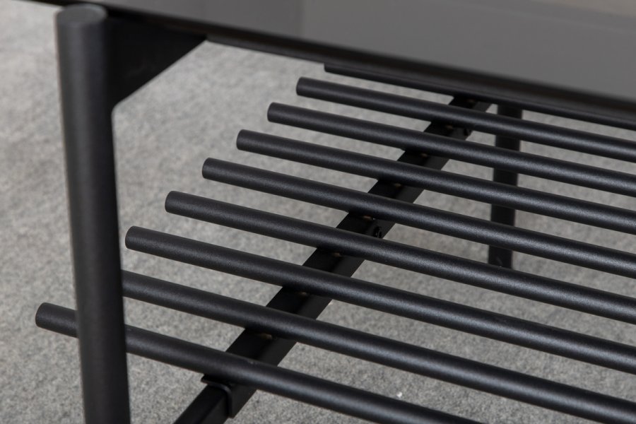 VENTURE DESIGN Von Staf sofabord, m. hylde - sort glas og sort stl (120x60)