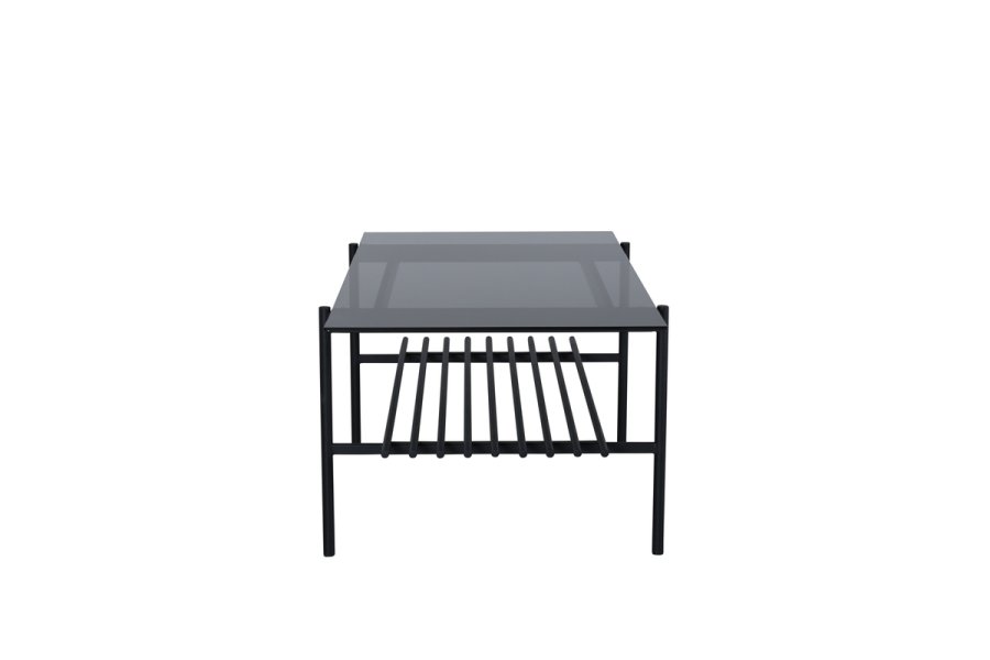 VENTURE DESIGN Von Staf sofabord, m. hylde - sort glas og sort stl (120x60)