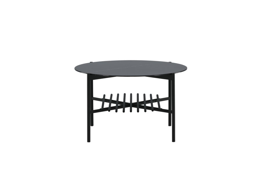 VENTURE DESIGN Von Staf sofabord, m. hylde - sort marmorglas og sort stl (80)