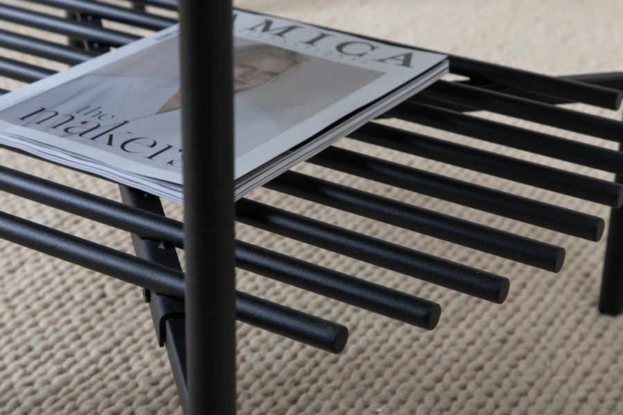 VENTURE DESIGN Von Staf sofabord, m. hylde - sort marmorglas og sort stl (80)