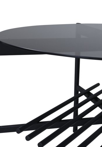 VENTURE DESIGN Von Staf sofabord, m. hylde - sort glas og sort stl (80)