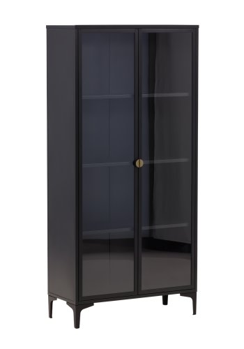 VENTURE DESIGN Piring vitrineskab, m. 2 lger og 3 hylder - glas og sort stl (H:190)