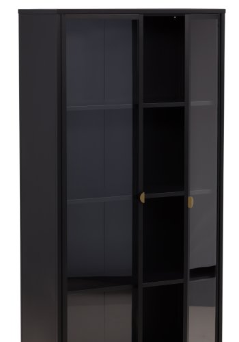 VENTURE DESIGN Piring vitrineskab, m. 2 lger og 3 hylder - glas og sort stl (H:190)