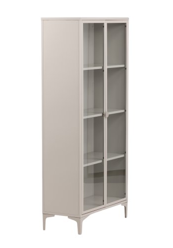 VENTURE DESIGN Piring vitrineskab, m. 2 lger og 3 hylder - glas og beige stl (H:190)