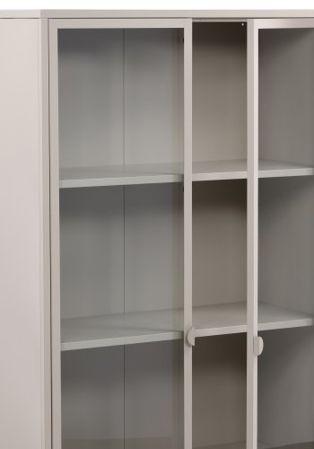 VENTURE DESIGN Piring vitrineskab, m. 2 lger og 3 hylder - glas og beige stl (H:190)