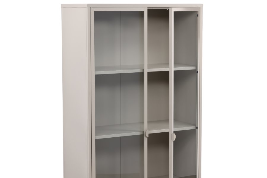 VENTURE DESIGN Piring vitrineskab, m. 2 lger og 3 hylder - glas og beige stl (H:190)
