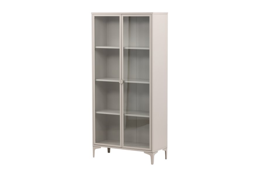 VENTURE DESIGN Piring vitrineskab, m. 2 lger og 3 hylder - glas og beige stl (H:190)