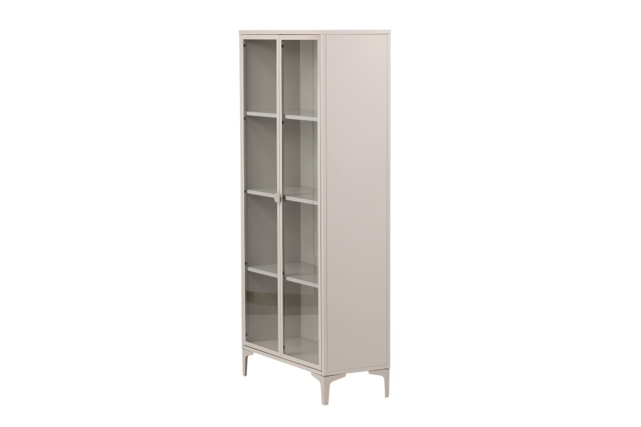 VENTURE DESIGN Piring vitrineskab, m. 2 lger og 3 hylder - glas og beige stl (H:190)
