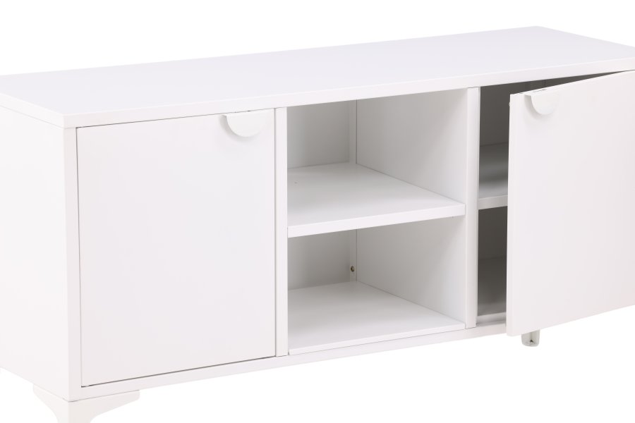 VENTURE DESIGN Piring TV-bord, m. 2 lger og 3 hylder - hvid stl (120x40)