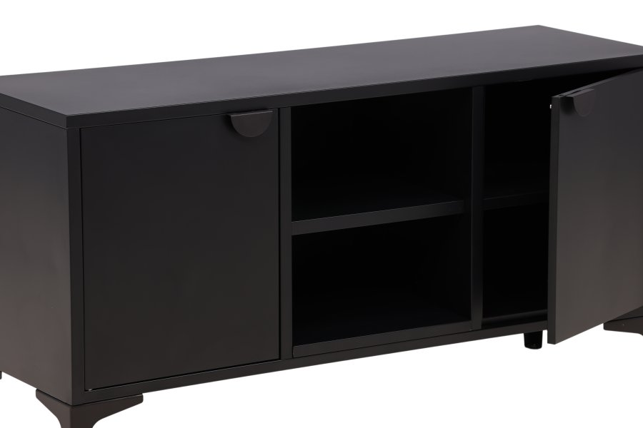 VENTURE DESIGN Piring TV-bord, m. 2 lger og 3 hylder - sort stl (120x40)