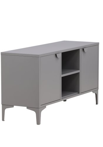 VENTURE DESIGN Piring TV-bord, m. 2 lger og 3 hylder - lysegr stl (120x40)