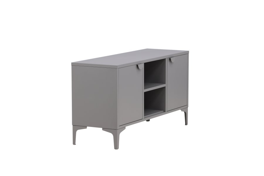 VENTURE DESIGN Piring TV-bord, m. 2 lger og 3 hylder - lysegr stl (120x40)