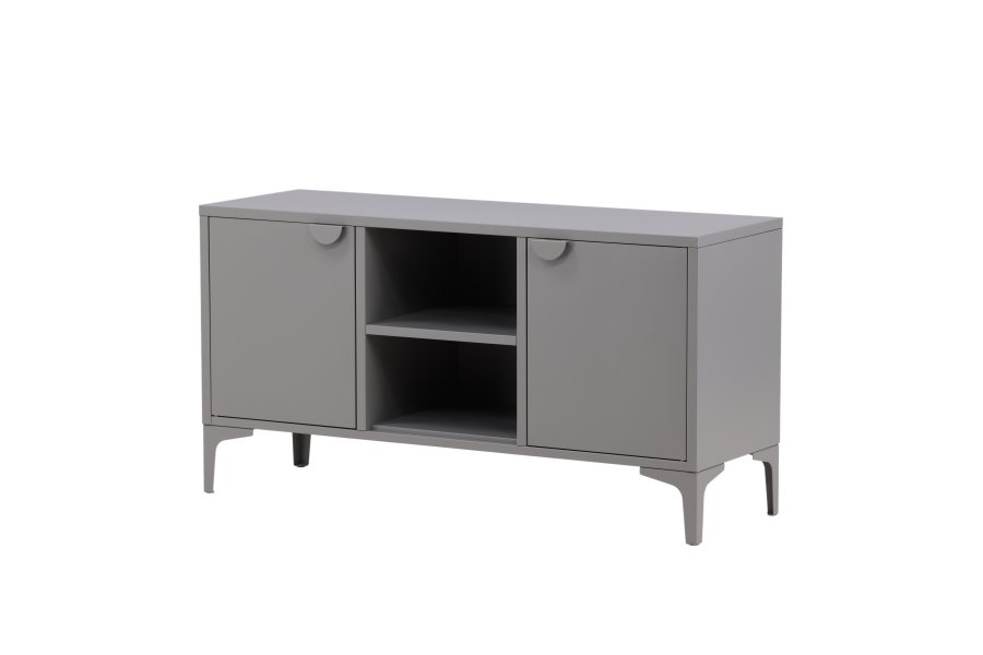 VENTURE DESIGN Piring TV-bord, m. 2 lger og 3 hylder - lysegr stl (120x40)