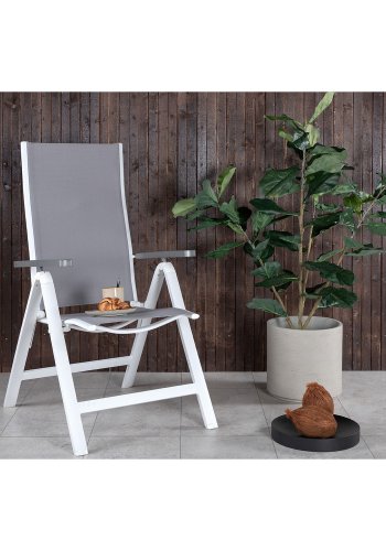 VENTURE DESIGN Albany Light 5 pos. havestol, m. armln - gr textilene og aintwood, hvid aluminium