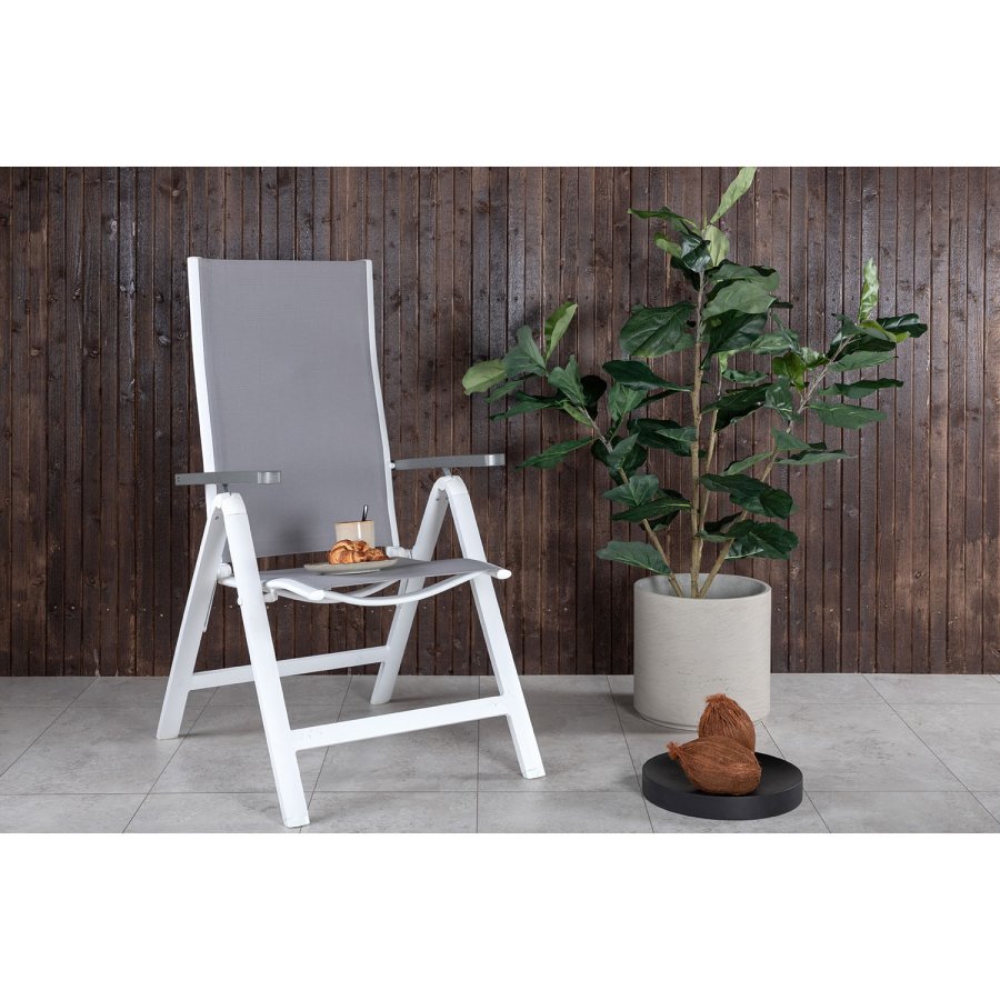 VENTURE DESIGN Albany Light 5 pos. havestol, m. armln - gr textilene og aintwood, hvid aluminium