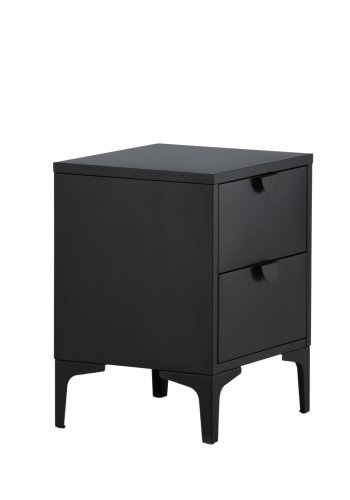 VENTURE DESIGN Piring sengebord, m. 2 skuffer - sort stl (45x40)