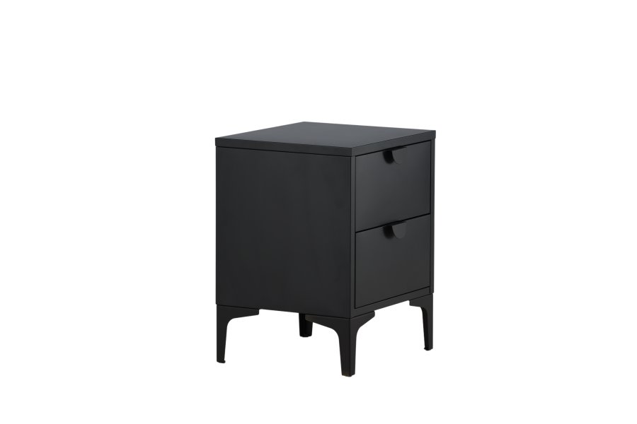 VENTURE DESIGN Piring sengebord, m. 2 skuffer - sort stl (45x40)