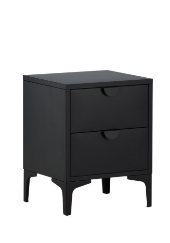 VENTURE DESIGN Piring sengebord, m. 2 skuffer - sort stl (45x40)