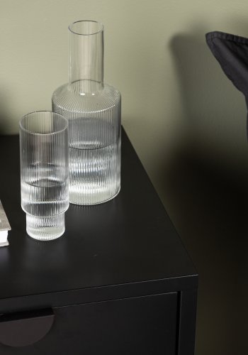 VENTURE DESIGN Piring sengebord, m. 2 skuffer - sort stl (45x40)