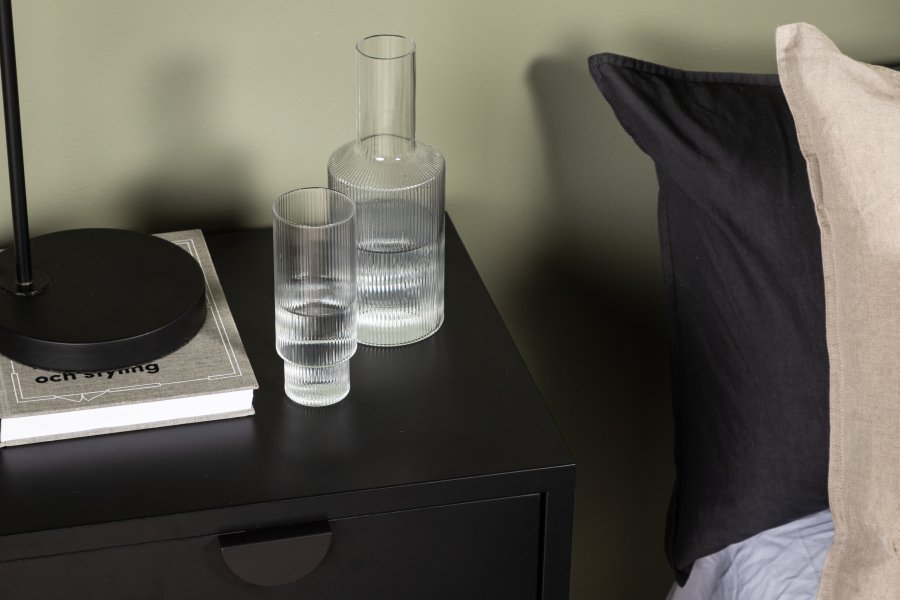 VENTURE DESIGN Piring sengebord, m. 2 skuffer - sort stl (45x40)