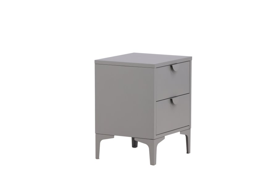 VENTURE DESIGN Piring sengebord, m. 2 skuffer - lysegr stl (45x40)